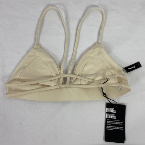 NWT Hurley Women's Large Quick Dry Bralette Surf Bikini Top Cream Straps New - Picture 10 of 15
